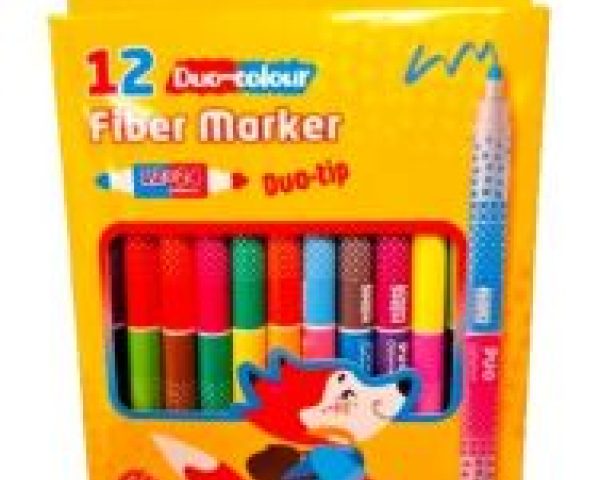 John Shen Fiber Markers Washable Duo Tip 12 pack - Assorted Colours