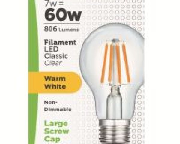 Status Filament Led Classic Clear Bulbs 7w/60w Warm White ES/E27 4 Pack